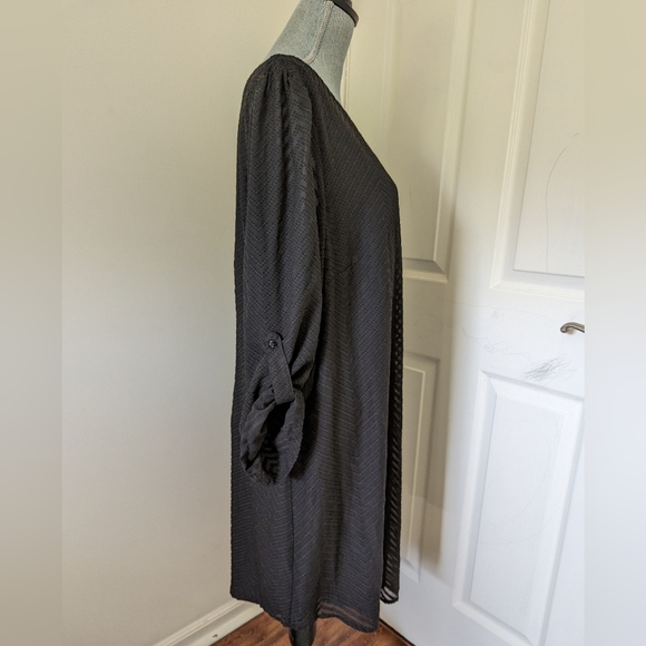[Speechless] Sheer Sleeved Shift Dress Tab Sleeves -2X - Picture 4 of 8